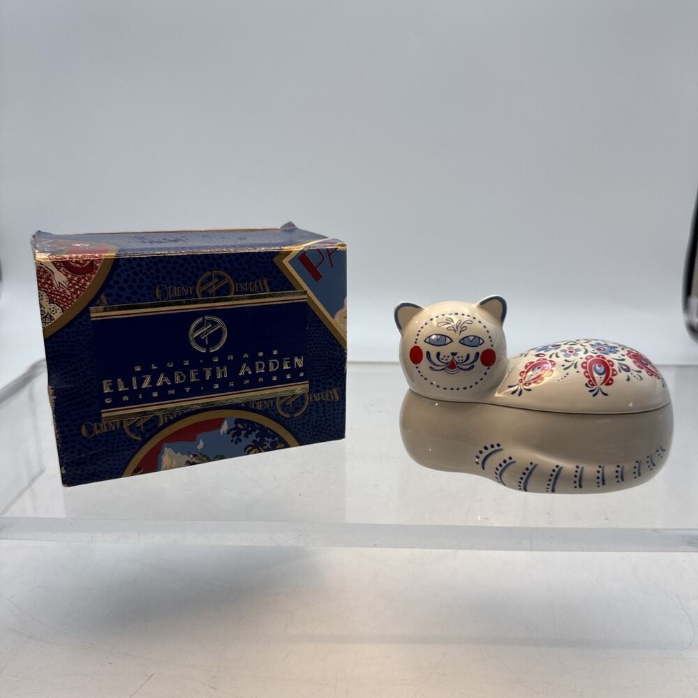 Elizabeth Arden Orient Express Porcelain Floral Cat Scented Candle Japan NIB